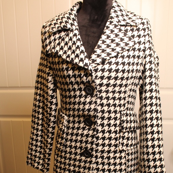 Last Kiss Black/White Pea Coat - Picture 2 of 8